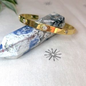 Gold Crystal Bangle Cuff Bracelet